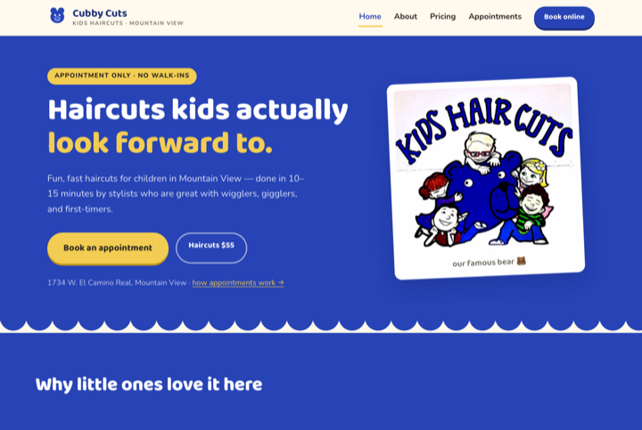 Cubby Cuts redesign — Big Blue Bear concept